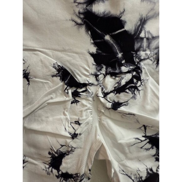 White Black Tie-Dye Leggings Size Large - Picture 5 of 5